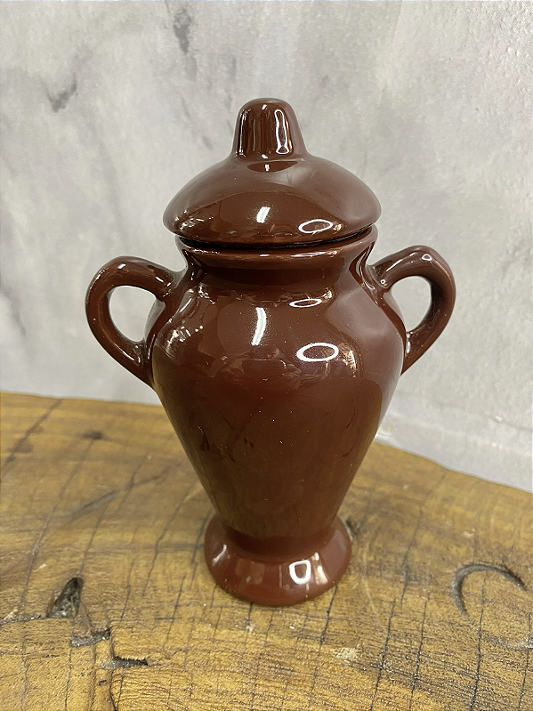 Quartinha de porcelana Com Asa - 13cm - Marrom