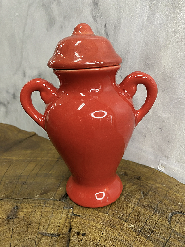 Quartinha de porcelana Com Asa - 18cm - Vermelha