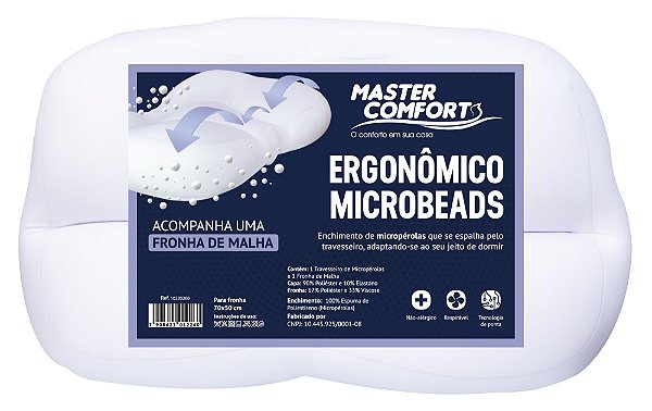 Travesseiro Ergonômico Microbeads Pérolas Com Fronha Antialérgico