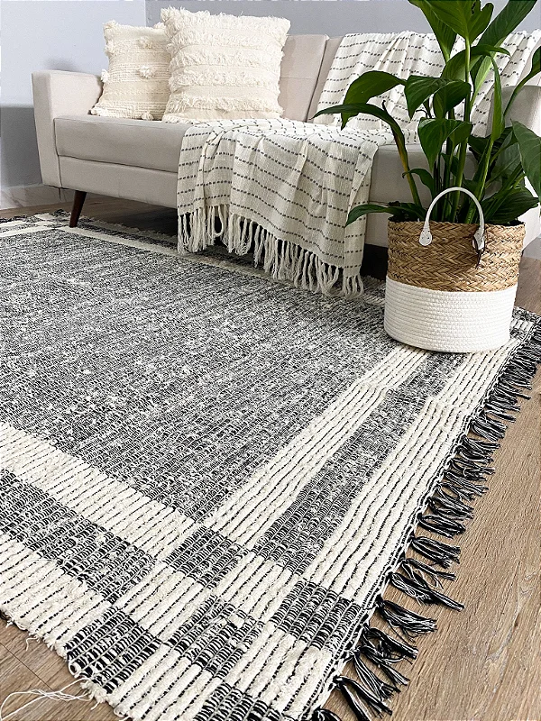 Tapete Sala Quarto Lavavel Algodão Confy 150x200 Cinza
