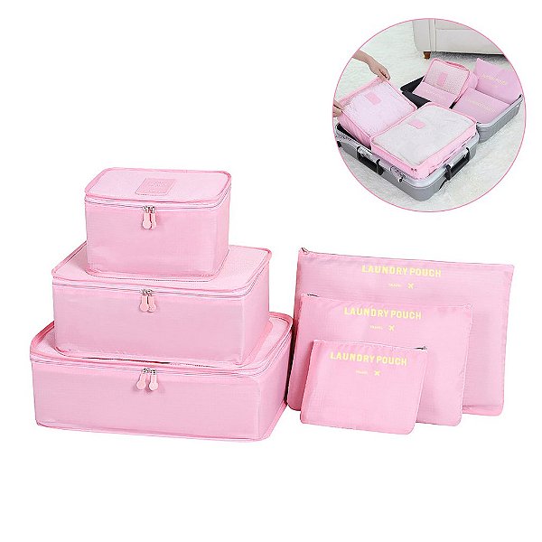 Kit Organizador de Mala Viagem 06 Peças Semi Impermeável