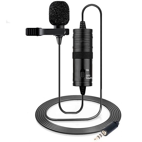 Microfone de Lapela Omnidirecional Cabo 6 metros Adaptador P10