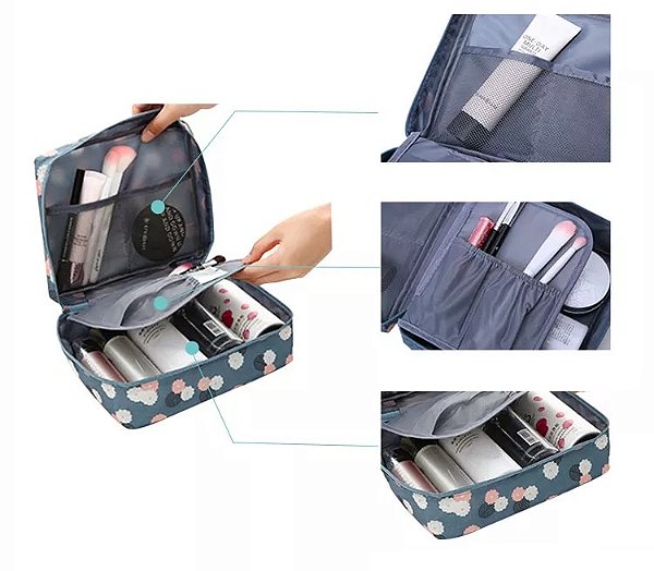 Necessaire de Maquiagem E Higiene Pessoal 5 Compartimentos Semi Impermeável