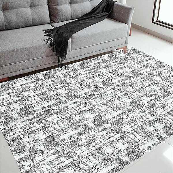 Tapete Sala Quarto Rupestre Antiderrapante 1,40x2,00 CINZA