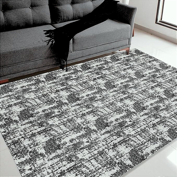 Tapete Sala Quarto Rupestre Antiderrapante 1,40x2,00 PRETO