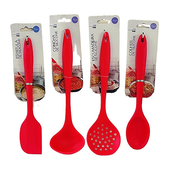 Kit 4 Utensílios de Cozinha em Silicone Reforçado