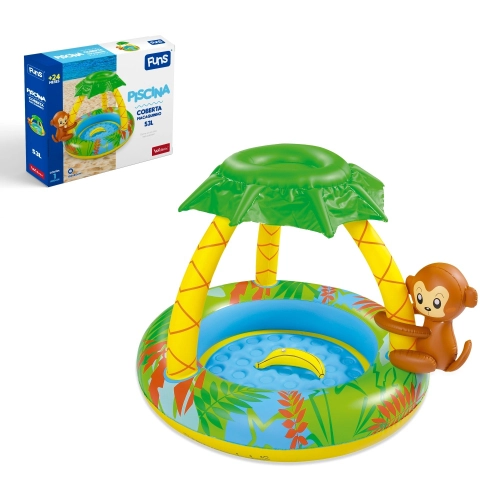 Piscina infantil inflável com Cobertura Macaquinho 53 Litros
