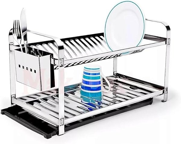 ESCORREDOR DE INOX MAKINOX 20 PRATOS COM PORTA TALHER DE INOX 355550