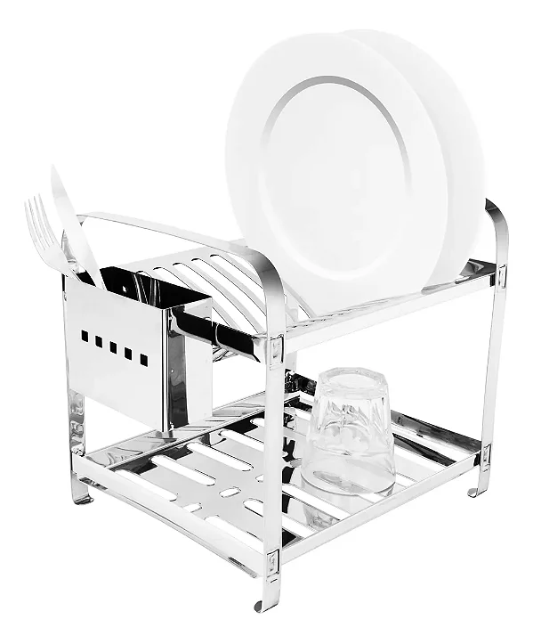 ESCORREDOR DE INOX MAKINOX 12 PRATOS COM PORTA TALHER DE INOX 404071