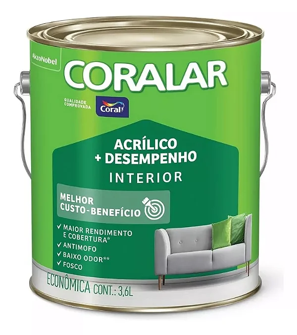 LATEX CORALAR 3,6 LITROS BRANCO ACRILICA 637432