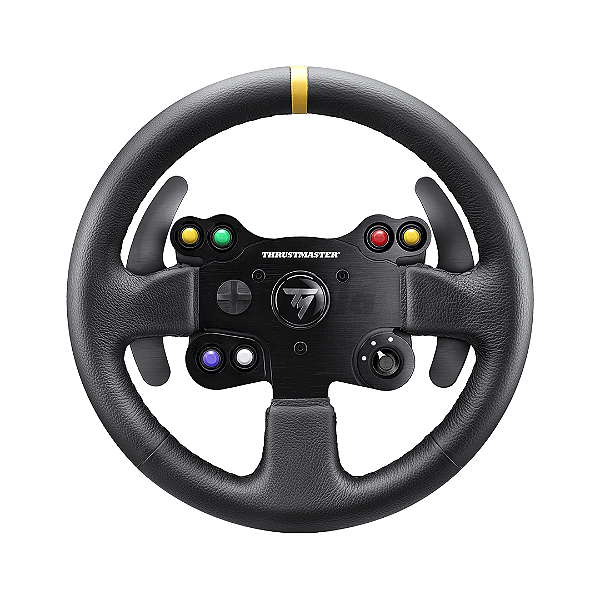 VOLANTE GAMER THRUSTMASTER ADD-ON TM LEATHER 28 GT WHEEL T-SERIES REMOVÍVEL COM COURO PRETO 429597