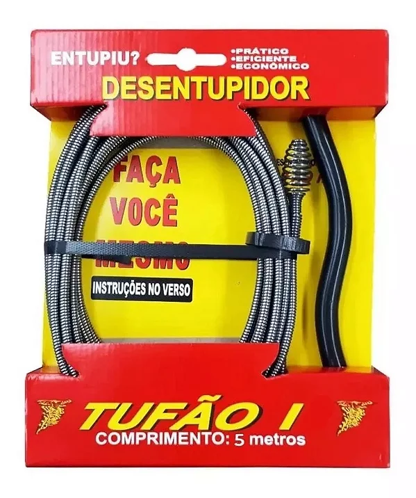 DESENTUPIDOR TUFAO AÇO COM 5 METROS TANQUE RALO PIA COZINHA E BANHEIRO 77992