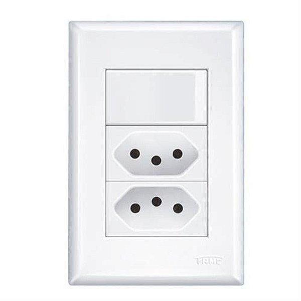 CONJUNTO FAME EVIDENCE COM PLACA 1 SIMPLES 2 TOMADA 10A 3533 BRANCO 486957