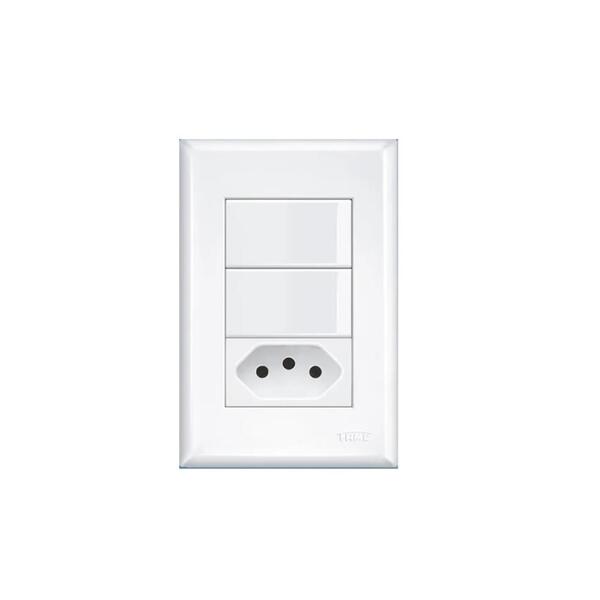 CONJUNTO FAME EVIDENCE COM PLACA 2 SIMPLES 1 TOMADA 10A 2921 BRANCO 486981