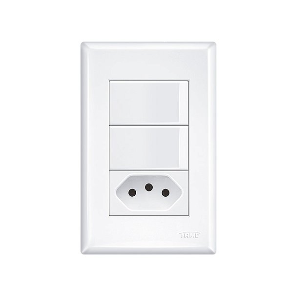 CONJUNTO FAME EVIDENCE COM PLACA 2 SIMPLES 1 TOMADA 20A 2922 BRANCO 486892