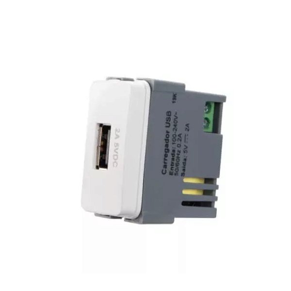 CONJUNTO MARGIRIUS B3 MÓDULO TOMADA USB 2A PA019411 BRANCO 673099
