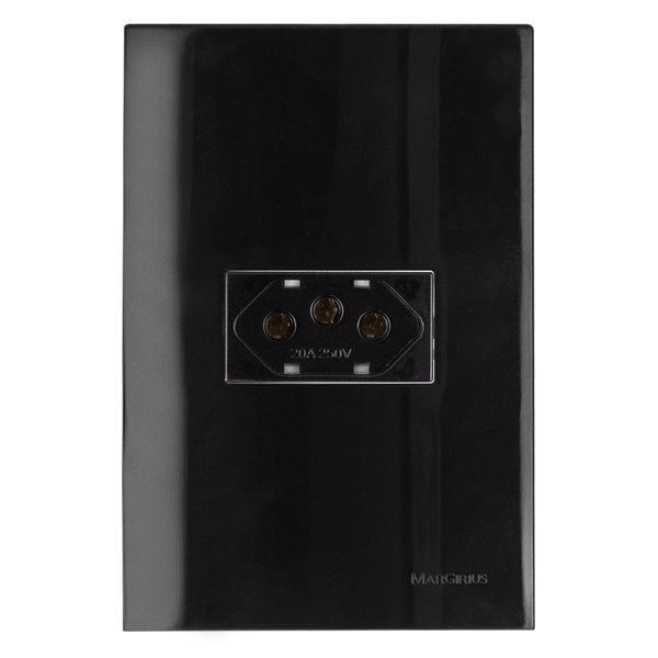 CONJUNTO MARGIRIUS SLEEK COM PLACA 4X2 1 TOMADA 20A PA016734 EBONY/PRETO 675601