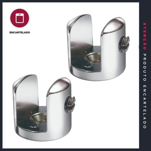 SUPORTE P&J FENDA REDONDO CROMADO 12MM C/2 660698