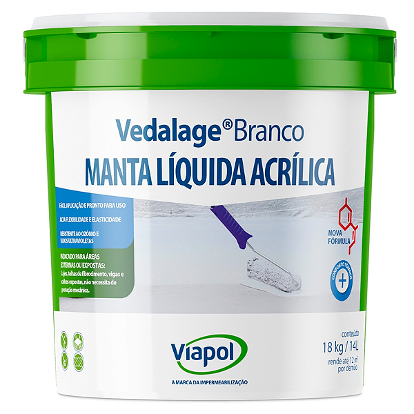 IMPERMEABILIZANTE VIAPOL VEDALAGE BRANCO 18KG 14L BALDE 573914