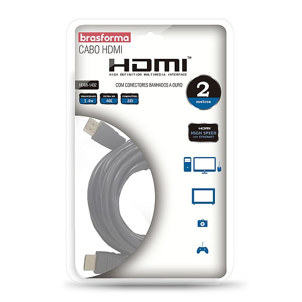 CABO HDMI BRASFORMA COM 2MTS HDMI-5002 493740
