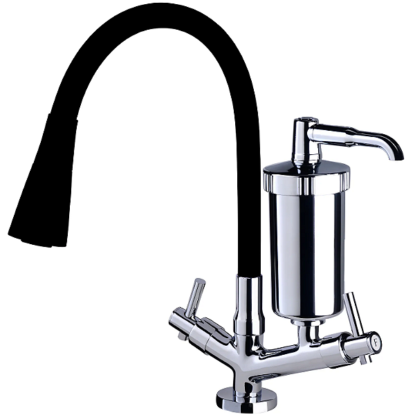 TORNEIRA COM FILTRO 8188 C61 MESA COM COPO DE METAL TUBO FLEXCOLOR DUO BLACK 878227