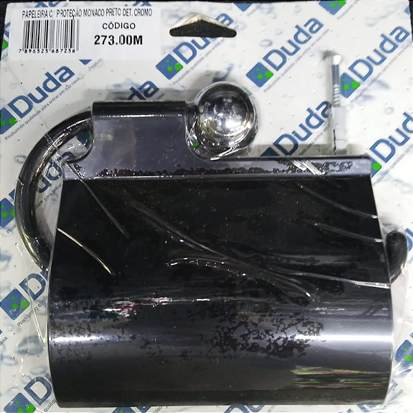 PAPELEIRA DUDA C/PROTEÇÃO MONACO PRETO/CROMADO 27300 842966