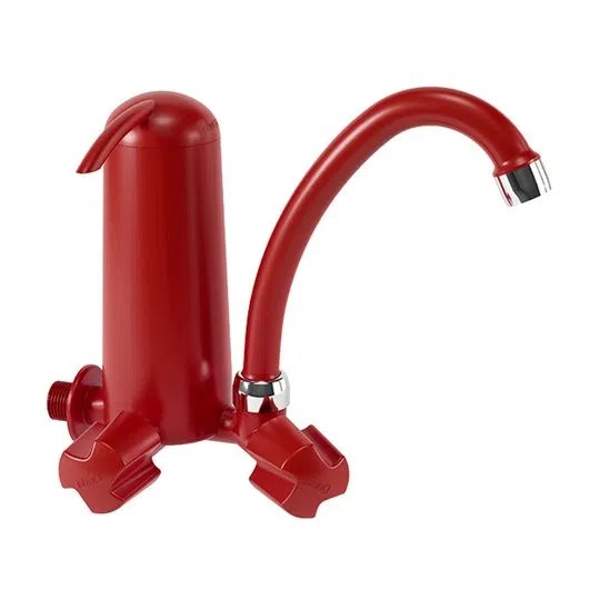 TORNEIRA COM FILTRO PURIFICADOR DUDA BICA MÓVEL 1/2 VERMELHO/CROMADO 606900 612057
