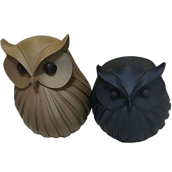 ESTÁTUA CORUJA PAR MARROM E PRETO 10CM E 8CM IMPRESÃO EM 3D 893161