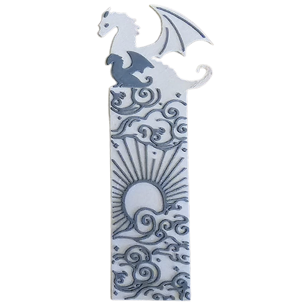 3D MARCA PÁGINA DRAGÃO 16CM BRANCO CINZA 893617