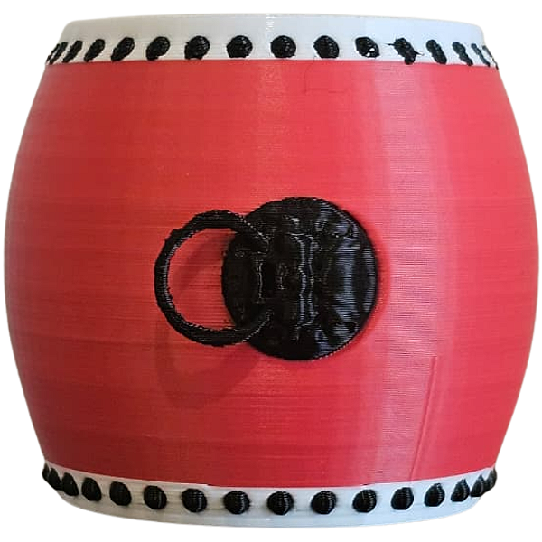 COLECIONÁVEL TAMBOR ODAIKO 4CM VERMELHO BRANCO PRETO LIENAMIYA IMPRESSO EM 3D 893714