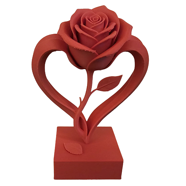 3D DECORAÇÃO CORAÇÃO COM FLOR 12CM VERMELHO 893765