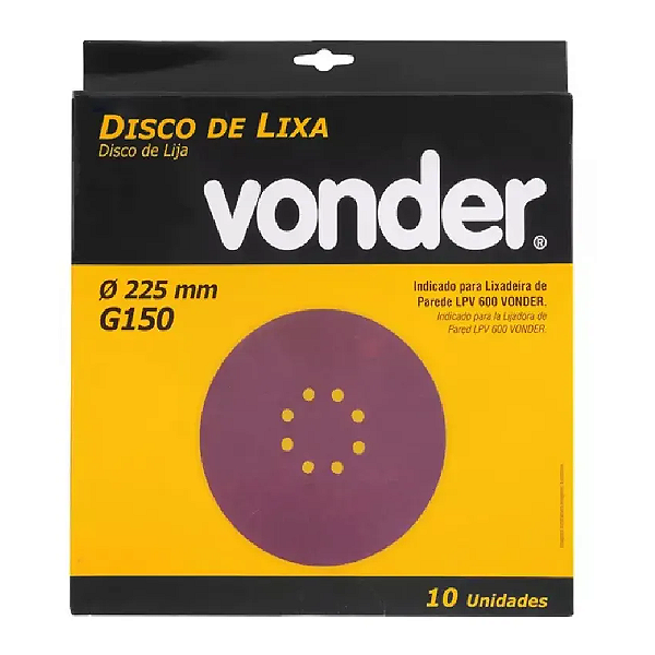 DISCO LIXA VONDER 225MM G150 COM 10 PEÇAS 886149