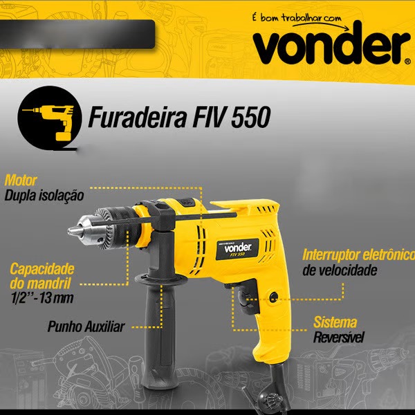 FURADEIRA IMPACTO 1/2 VONDER FIV550W 220V 708593