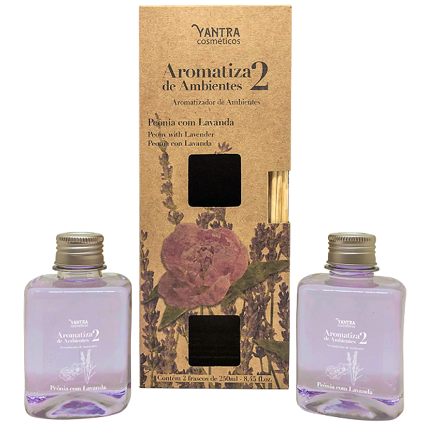 AROMATIZANTE DIFUSORES DE AMBIENTE YANTRA PEONIA COM LAVANDA 250ML COM 2 756253