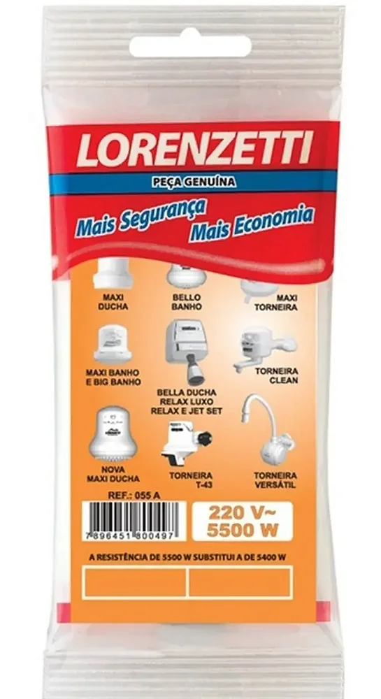 RESISTENCIA LORENZETTI MAXI DUCHA/BELLO BANHO 220/5500W 055-A -60240