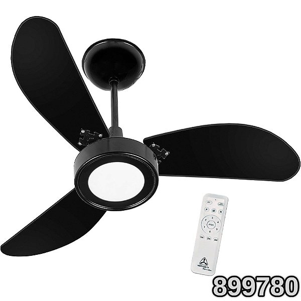 VENTILADOR DE TETO COM LED 3 PÁS PRETO BIVOLT 54-3310 VENTIDELTA 899780