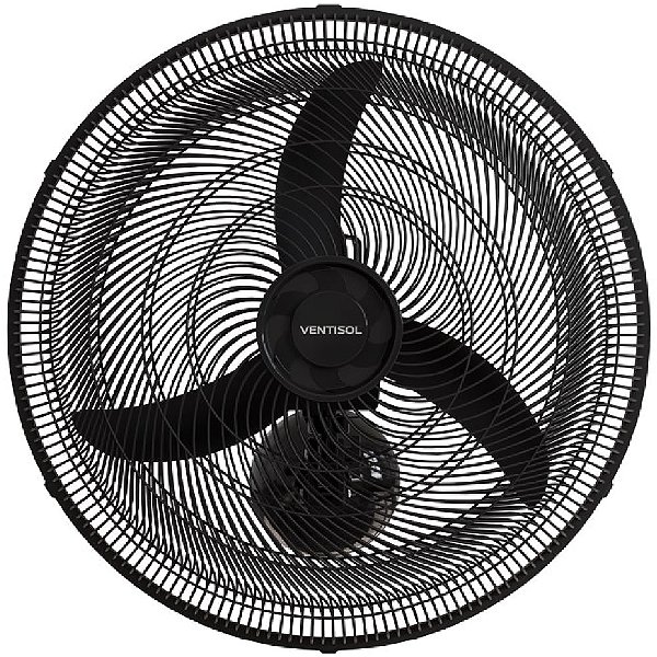 VENTILADOR DE PAREDE 50CM 3 PÁS PRETO 127V GRADE DE PVC VENTISOL 865770