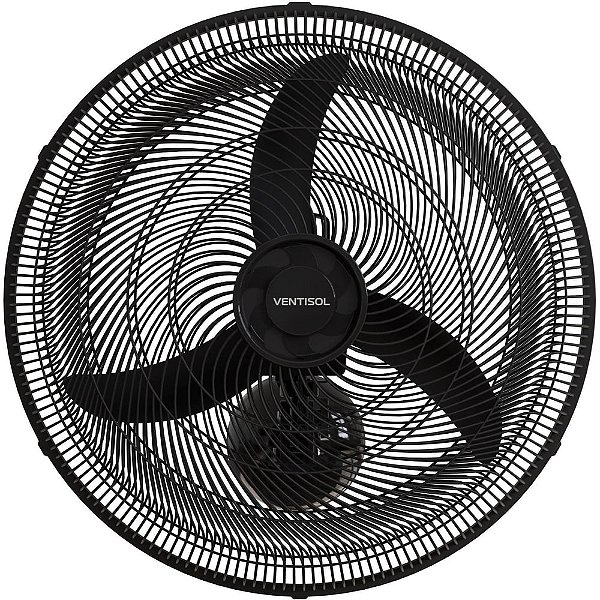 VENTILADOR DE PAREDE 50CM 3 PÁS PRETO 220V GRADE DE PVC 410039 VENTISOL 767581