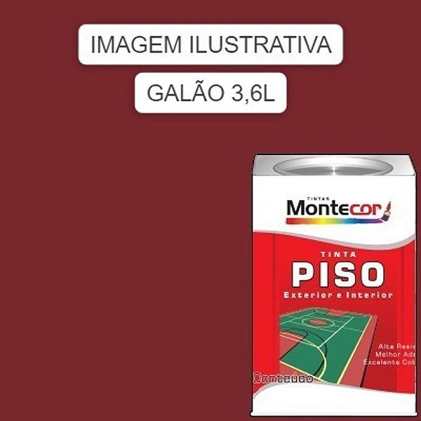 LÁTEX PISO 3,6 LITROS VERMELHO 0023G MONTECOR TINTAS 350001