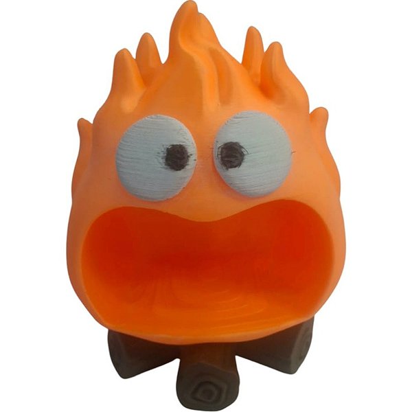 PORTA BALA FOGUEIRA COM LENHA 13CM LARANJA MARROM LIENAMIYA IMPRESSO EM 3D 903531