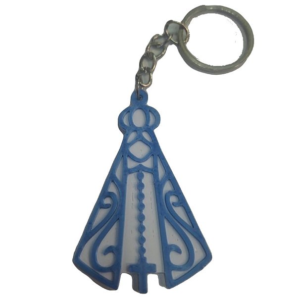 CHAVEIRO APARECIDA 6CM AZUL ESCURO CORRENTE PRATA LIENAMIYA IMPRESSO EM 3D 903507