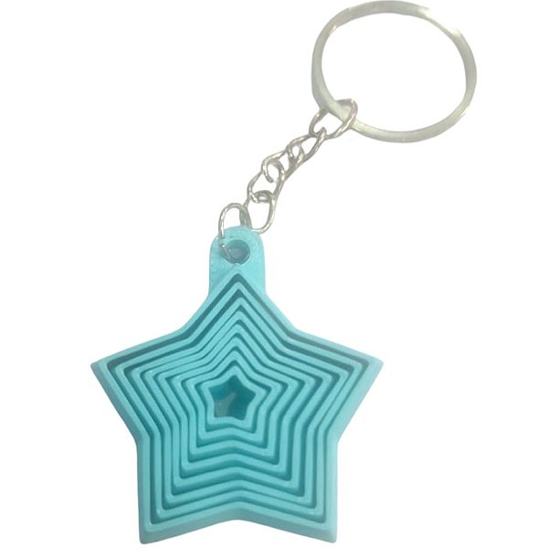CHAVEIRO ESTRELA SENSORIAL 4CM AZUL CLARO CORRENTE PRATA LIENAMIYA IMPRESSO EM 3D 903493