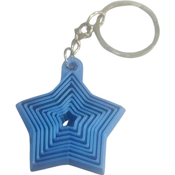 CHAVEIRO ESTRELA SENSORIAL 4CM AZUL ESCURO CORRENTE PRATA LIENAMIYA IMPRESSO EM 3D 903485