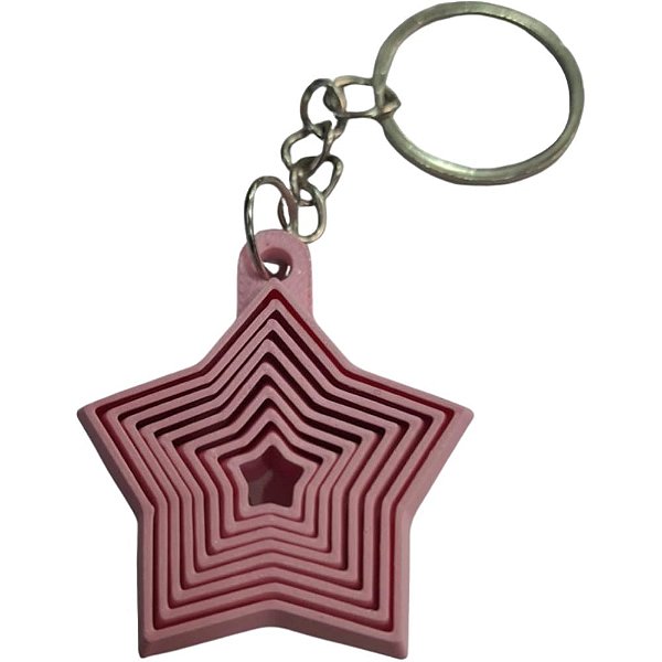 CHAVEIRO ESTRELA SENSORIAL 4CM ROSA CORRENTE PRATA LIENAMIYA IMPRESSO EM 3D 903469