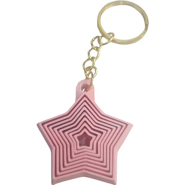 CHAVEIRO ESTRELA SENSORIAL 4CM ROSA CORRENTE OURO LIENAMIYA IMPRESSO EM 3D 903450
