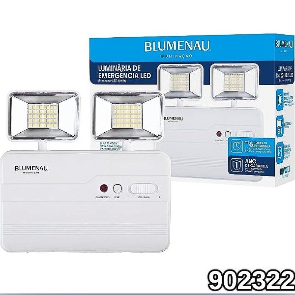 LUMINÁRIA DE EMERGÊNCIA BLUMENAU 2FAROIS 10W 6500K