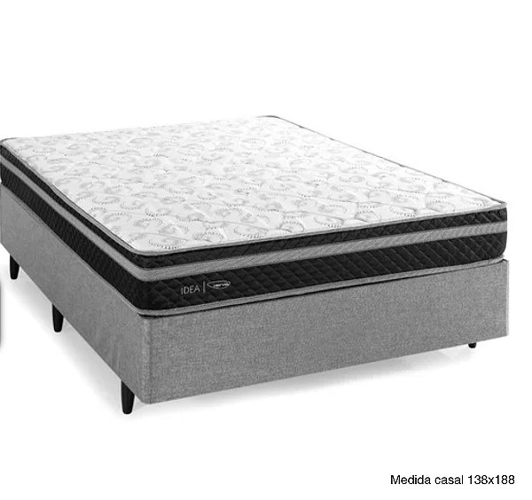 COLCHÃO HERVAL C1728 MOLAS ENSACADAS + BOX STAR CAMAS TECIDO SUEDE LISO