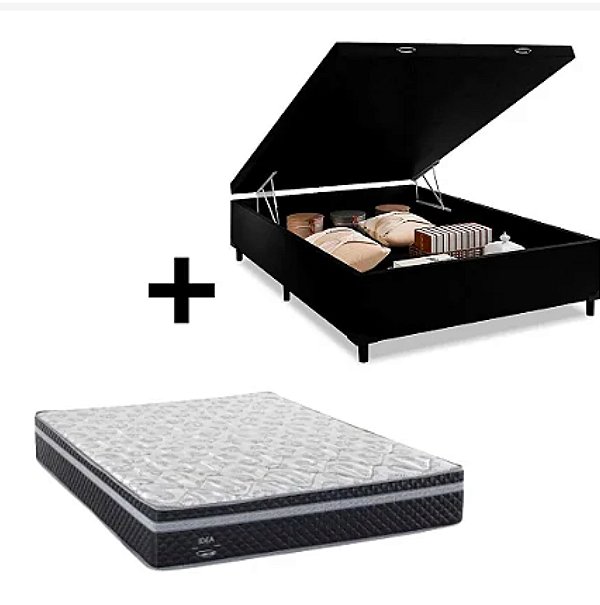 COLCHÃO HERVAL C1728 MOLAS ENSACADAS + BOX BAÚ STAR CAMAS