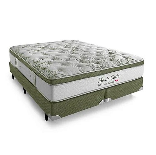 COLCHÃO HERVAL MONTE CARLO MOLAS ENSCADAS + BOX MARCA STAR SUEDE LISO