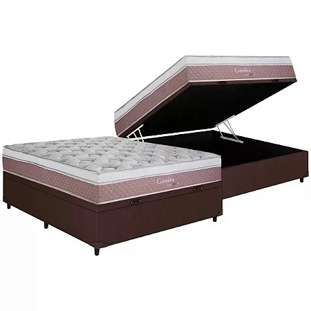 COLCHÃO HERVAL COIMBRA MOLAS MAXSPRING + BAÚ MARCA STAR SUEDE LISO